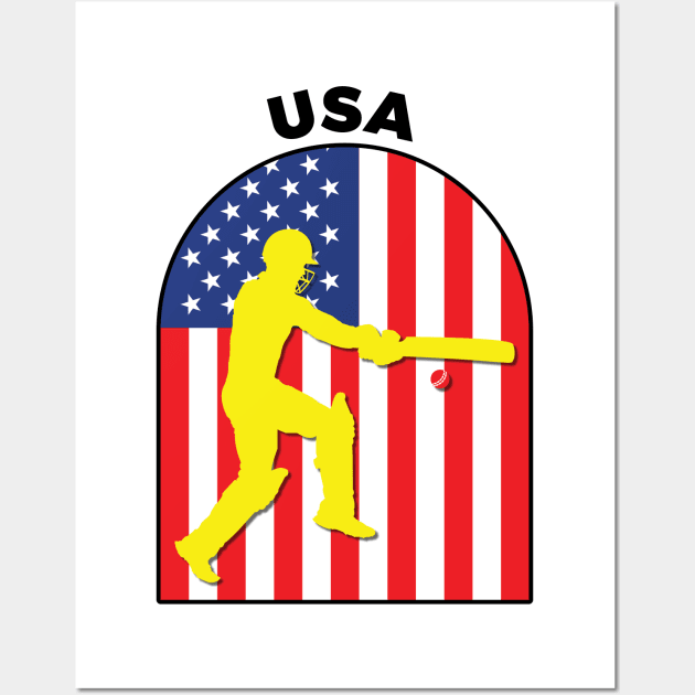 USA Cricket Batsman USA Flag Wall Art by DPattonPD